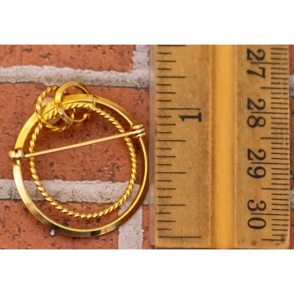 Vintage Spiral Gold Tone Multi Rings White Faux Pearl Brooch - W26 - Picture 2 of 2